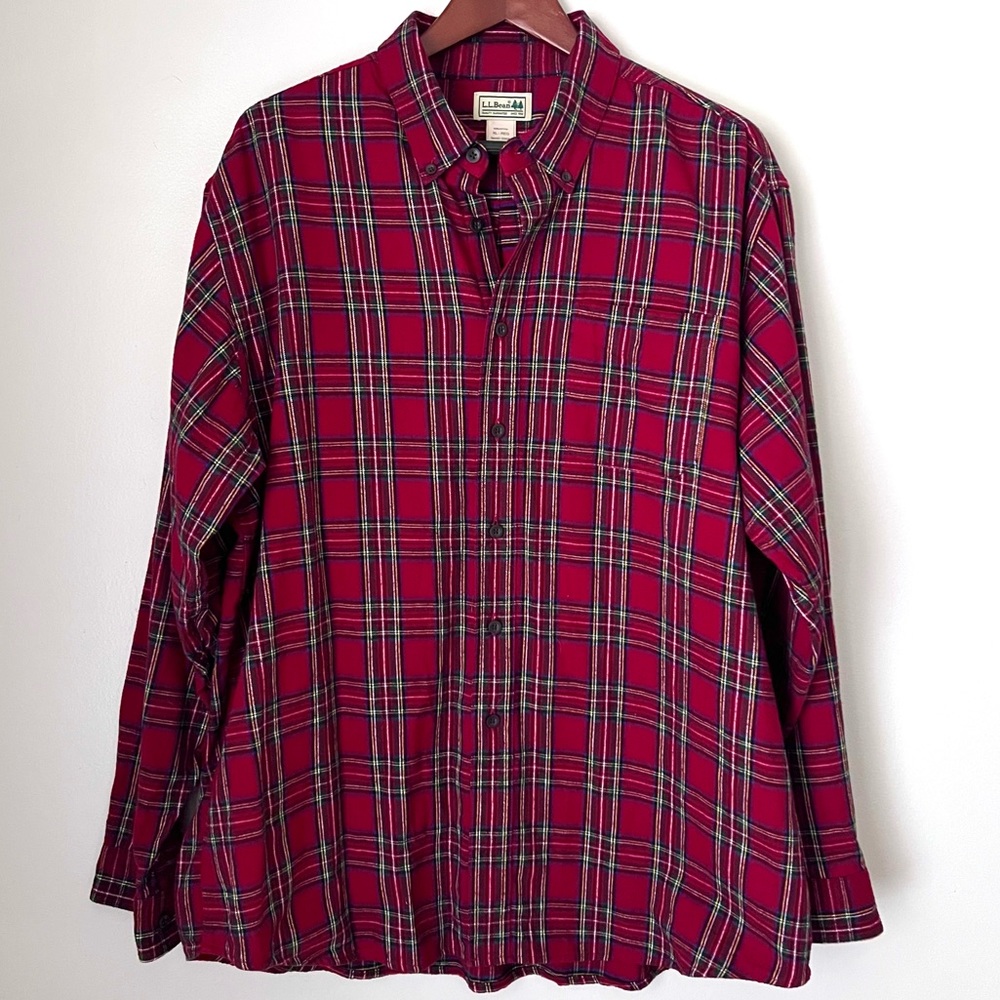 L.L. Bean Traditional Fit Flannel Shirt Red Plaid Button Down Men’s Extra Large